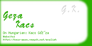 geza kacs business card